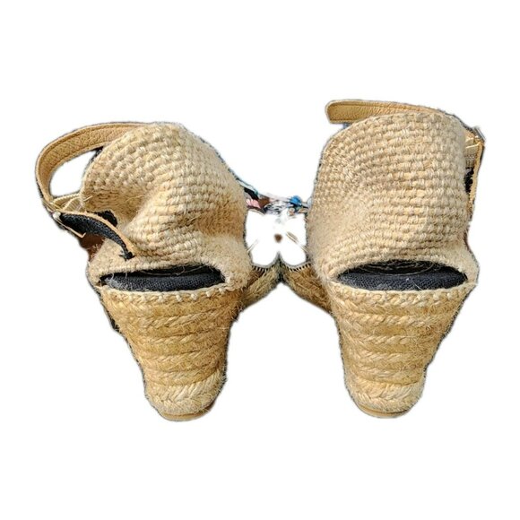 Toni Pons Women's Caldes Espadrille Linen Spain Black Wedge Sandal Size 8 - Picture 4 of 10